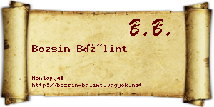 Bozsin Bálint névjegykártya